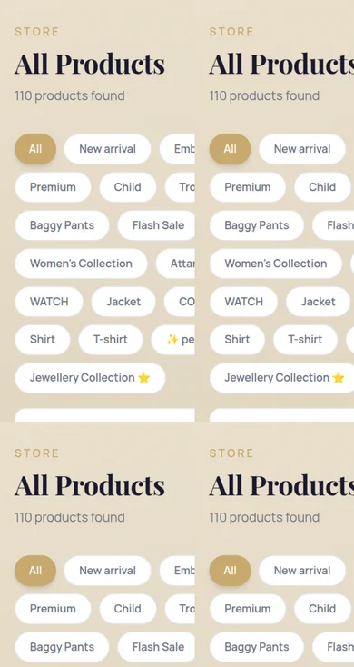 Mobile storefront showing the responsive product catalog layout